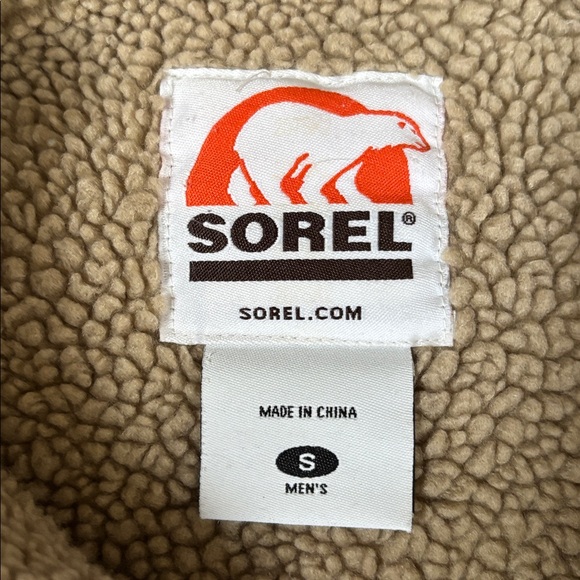 Sorel Duck Canvas Khaki Sherpa Fleece Lined Zip Vest Work Outdoors Mens Small - Picture 4 of 14